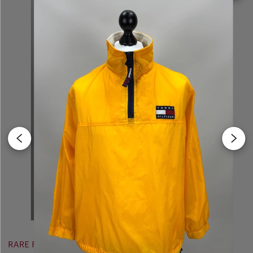 Vintage Tommy Hilfiger Men's Bright Yellow Windbreaker